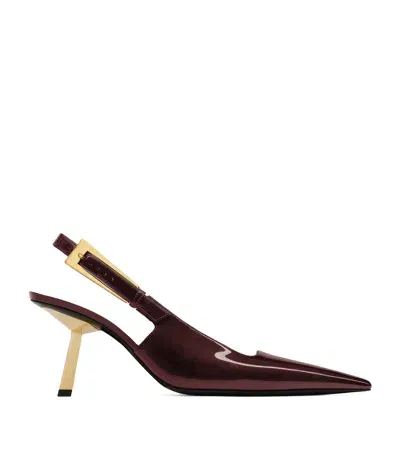 Saint Laurent Patent Leather Lee Slingback Pumps 75 In Brown