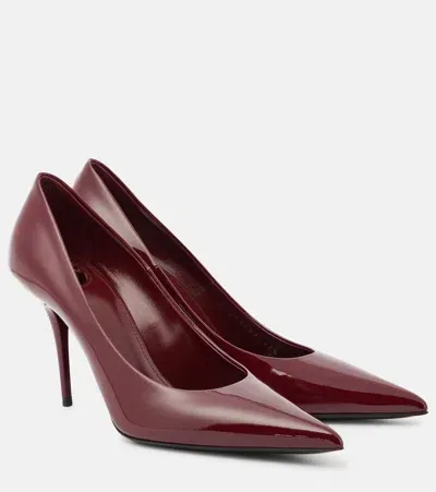 Saint Laurent Patent Leather Pumps In Burgund