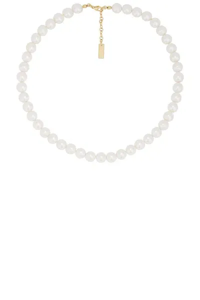 Saint Laurent Pearl Necklace In Dore & Creme