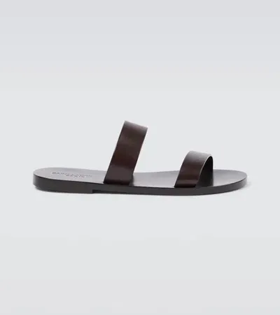 Saint Laurent Pepe 05 Leather Slides In Brown