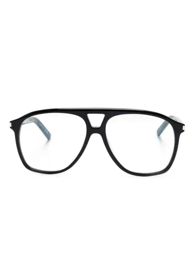 Saint Laurent Sl 596 Dune Opt Pilot-frame Glasses In Black