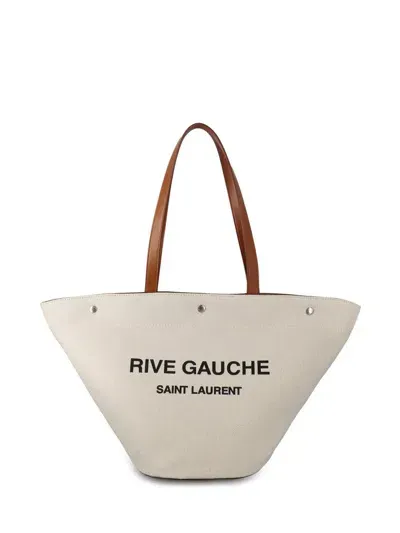 Saint Laurent Rive Gauche Top Handle Bag In White