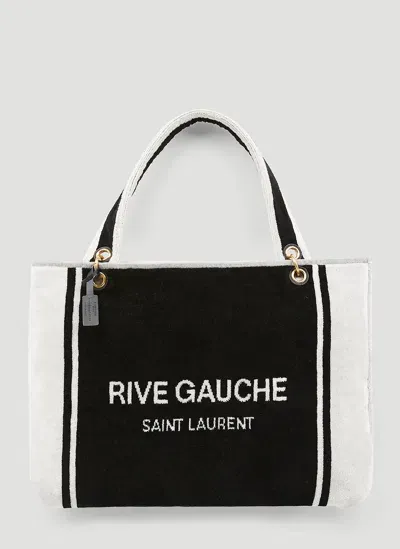 Saint Laurent Rive Gauche Towel Tote Bag In Black