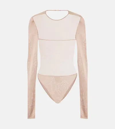 Saint Laurent Sheer Bodysuit In Pink