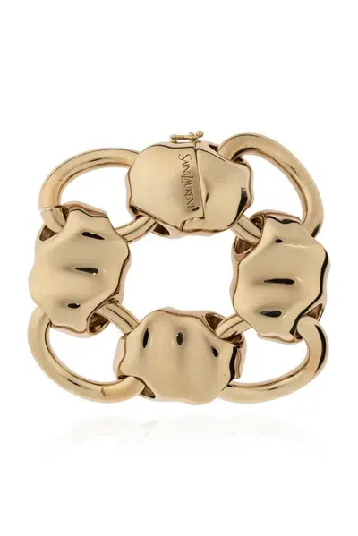 Saint Laurent Shell Chained Bracelet In Gold