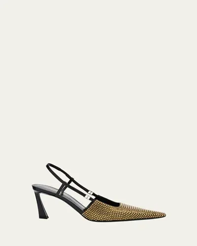 Saint Laurent Shimmer Strass Slingback Pumps In Multicolor