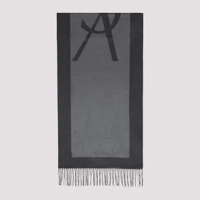 Saint Laurent Silk Scarf In Grey