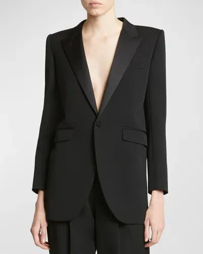 Saint Laurent Single-breasted Blazer Jacket In Noir