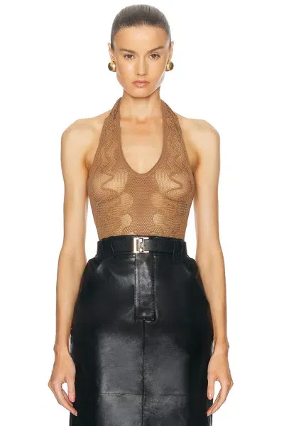 Saint Laurent Sleeveless Bodysuit In Noisette