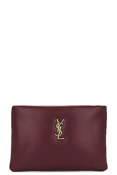 Saint Laurent Small Calypso Zipped Pouch In Rouge Merlot