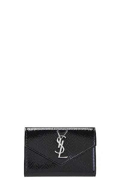 Saint Laurent Small Cassandre Envelope Wallet In Noir