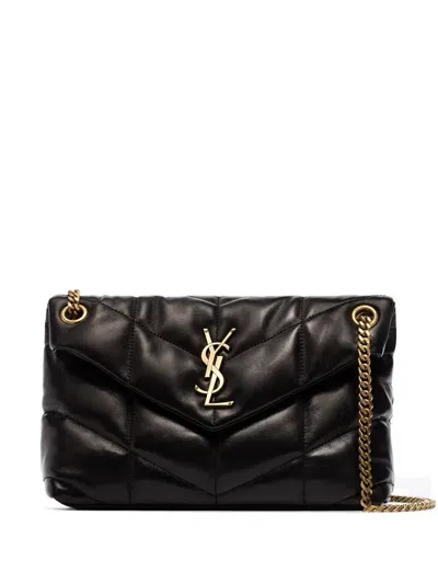 Saint Laurent Loulou Ysl Small Puffer Shoulder Bag In Black