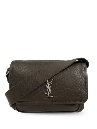 Saint Laurent Niki Small Logo-appliquéd Textured-leather Messenger Bag In Light Musk