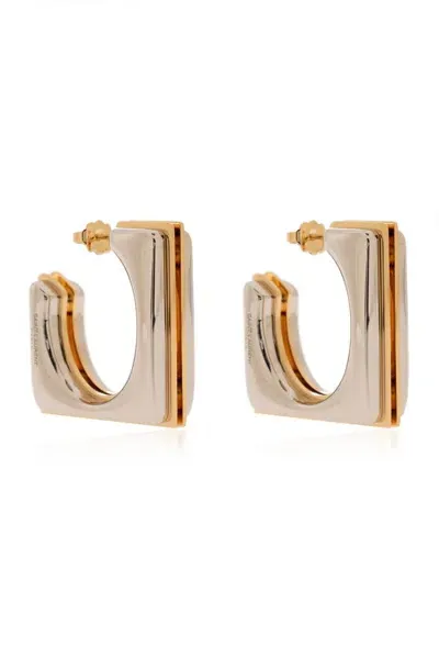 Saint Laurent Split Square Hoop Earrings In Multi