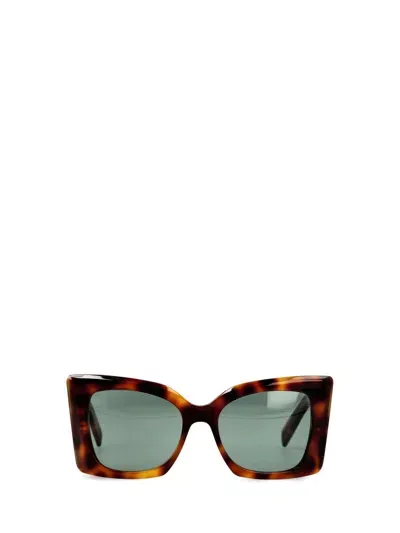 Saint Laurent Square Frame Sunglasses In Green