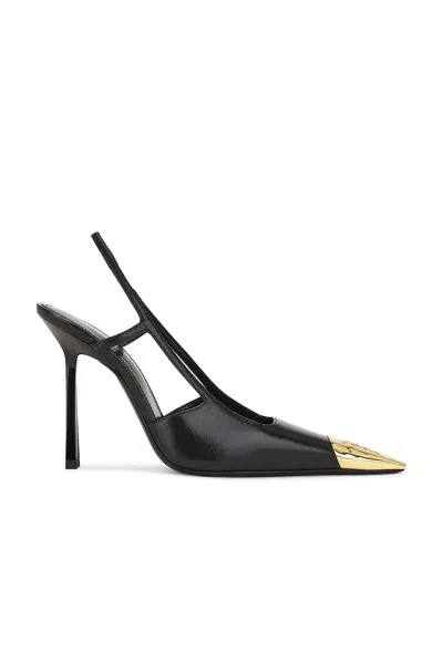 Saint Laurent Stone Slingback Pump In Black+black