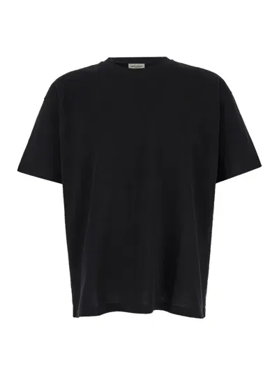 Saint Laurent T-shirt Large Bord C In Black