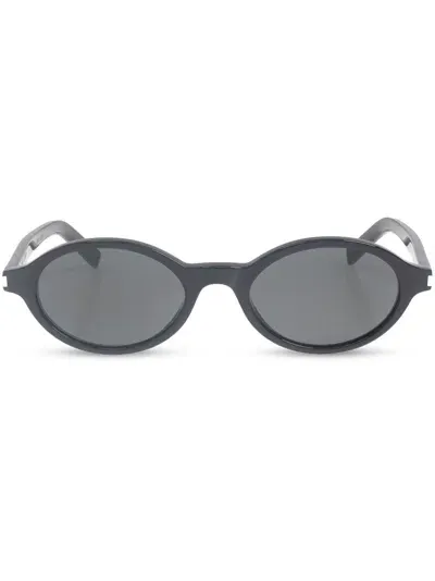 Saint Laurent Tinted Oval-framed Sunglasses In Gray