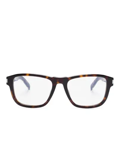 Saint Laurent Tortoiseshell-effect Glasses In Brown