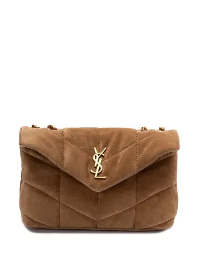 Saint Laurent Toy Puffer Shoulder Bag In Brown