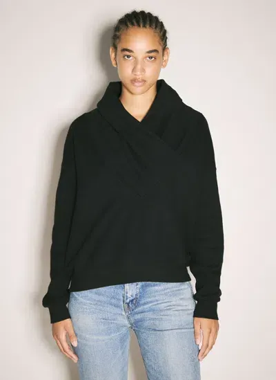 Saint Laurent V Neck Sweatshirt In Black