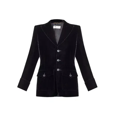 Saint Laurent Velvet Blazer In Black