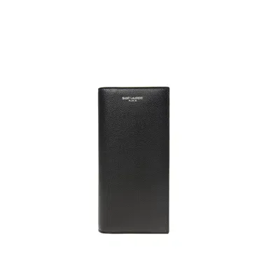 Saint Laurent Vertical Leather Wallet In Black