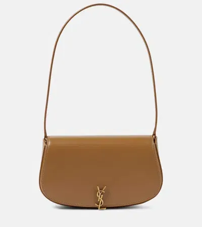 Saint Laurent Mini Leather Shoulder Bag In Brown