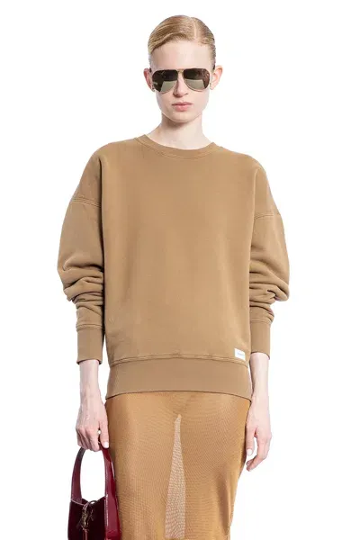 Saint Laurent Woman Beige Sweatshirts In Neutral