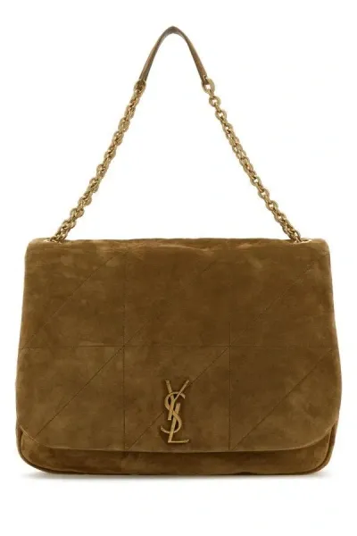 Saint Laurent Woman Biscuit Suede Jamie 4.3 Shoulder Bag In Brown