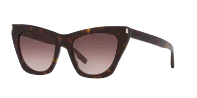 Saint Laurent Woman Sunglasses Sl 214 Kate In Brown