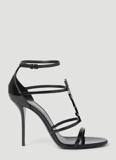 Saint Laurent Cassandra Logo 100mm Strappy Sandals In Schwarz