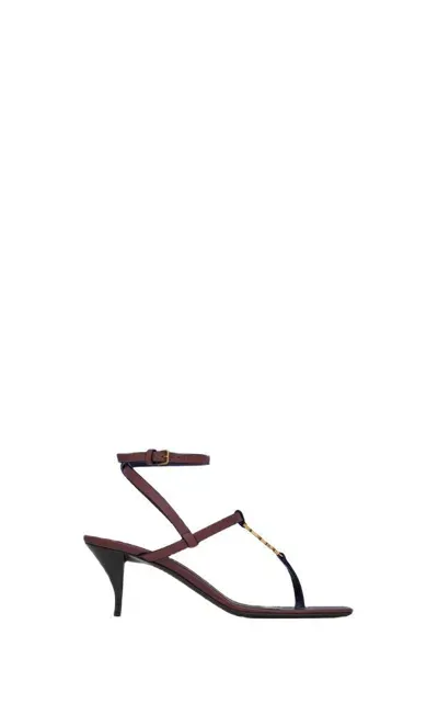 Saint Laurent Cassandra 60mm Leather Sandals In Dark Brown