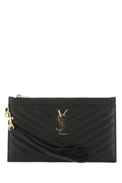 Saint Laurent Monogram Clutch Bag In Nero