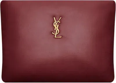 Saint Laurent Large Calypso Lambskin Clutch Bag In Dbordeaux