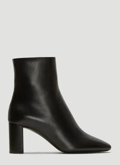 Saint Laurent Lou Leather Ankle Boots In Black