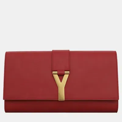 Pre-owned Saint Laurent Y Chyc Clutch In Red