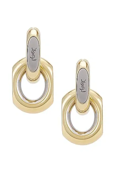 Saint Laurent Ysl Duo Link Earrings In Dore & Palladium