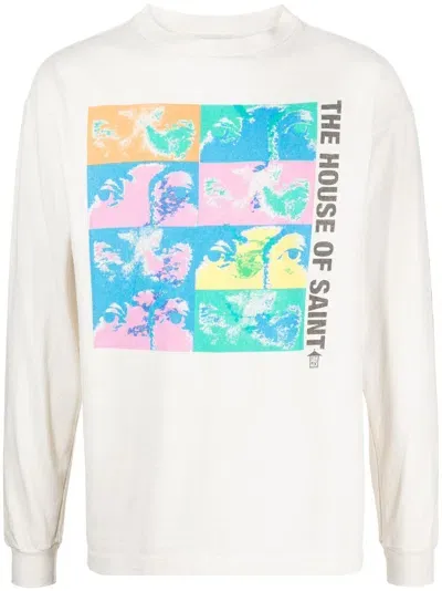 Saint Mxxxxxx Graphic-print Long-sleeve T-shirt In Weiss