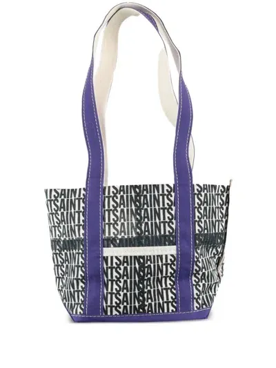 Saint Mxxxxxx Printed Cotton Tote Bag In White