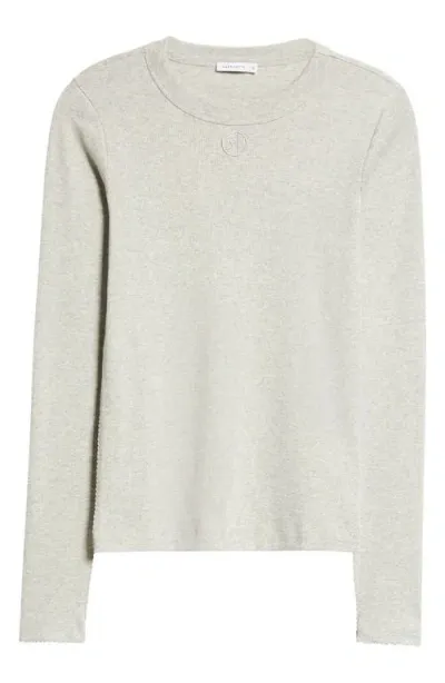 Saks Potts Eloise Logo Long Sleeve Organic Cotton Rib T-shirt In Grey Melange