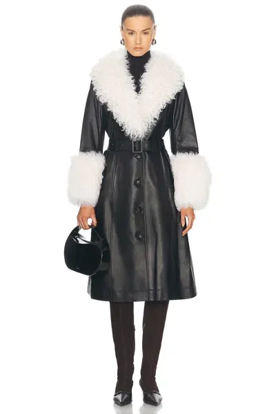 Saks Potts Foxy Coat In Black & Cloud