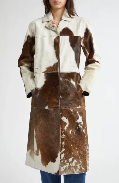 Saks Potts Gio Genuine Calf Hair Coat In Brown/white Cow