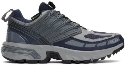 Salomon Blue & Gray Acs Pro Gore-tex Sneakers In Grey