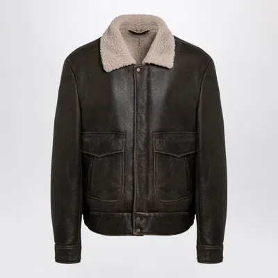 Salvatore Santoro Asphalt-coloured Sheepskin Leather In Gray