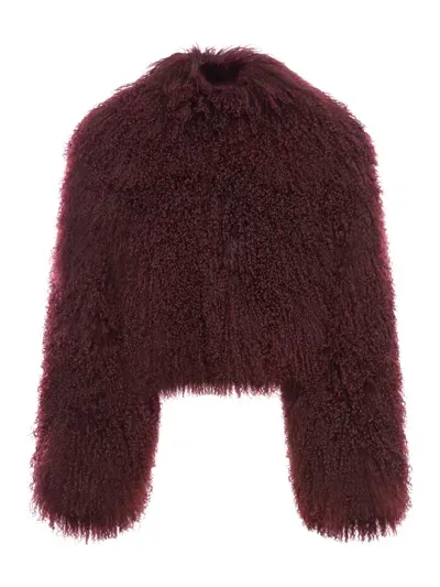 Salvatore Santoro Fur Coat In Burgundy