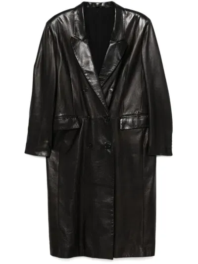 Salvatore Santoro Leather Coat In Black