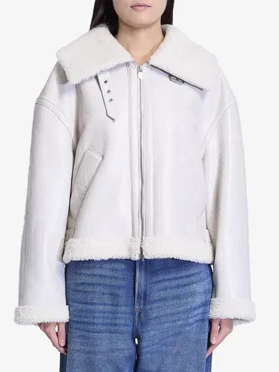 Salvatore Santoro Shearling Jacket In Ivory