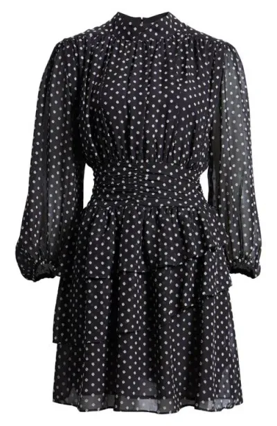 Sam Edelman Ava Polka Dot Long Sleeve Dress In Black