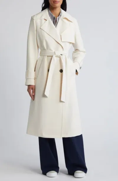 Sam Edelman Double Breasted Belted Trench Coat In Modern Ivory